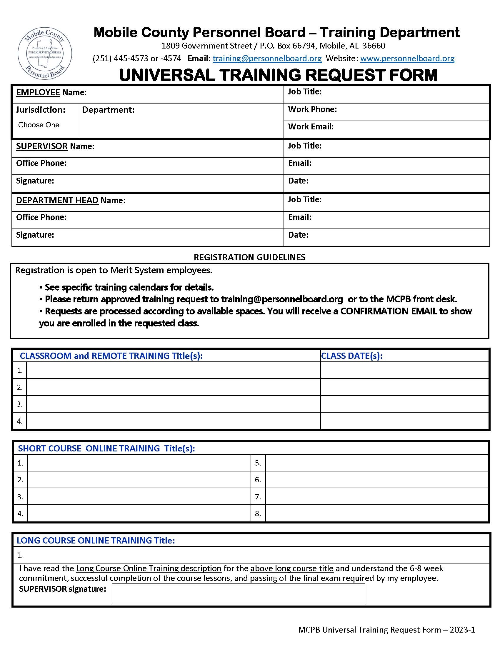 universal training request form icon